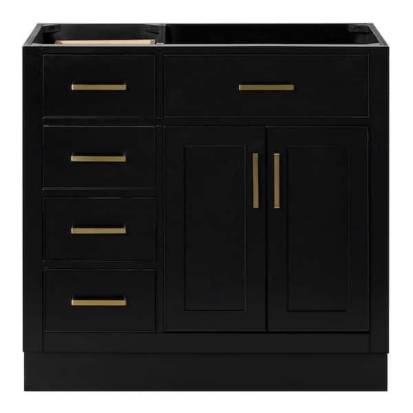 Hepburn 36 in. W x 21.5 in. D x 34.5 in. H Bath Vanity Base Cabinet in Black without Top