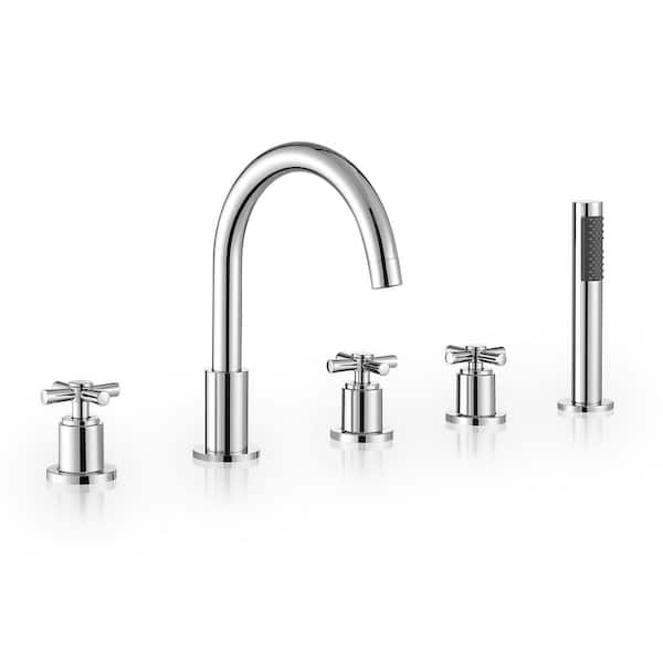 Altair Sorlia 3-Handle Deck-Mount Roman Tub Faucet with Hand Shower in Polished Chrome