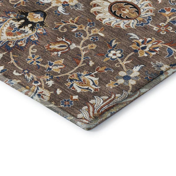 Mayfield Premium Machine Washable Abstract AMF2192 Chocolate 2 ft. x 7 ft. Runner Rug