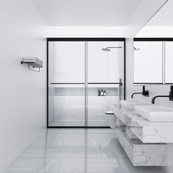 50 in. W to 54 in. W x 70 in. H Framed Bypass Sliding Shower Door with 1/4 in. Tempered Glass and Matted black finish