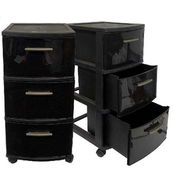 Mq 3 Drawer Resin Rolling Storage Cart, Plastic Rolling Storage Cabinet With Drawers