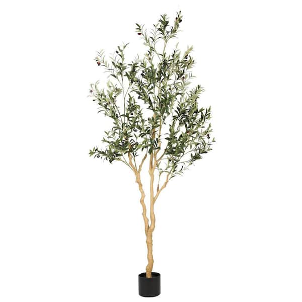 Unbranded 7 ft. Artificial Olive Tree in Pot with Branches and Fruits