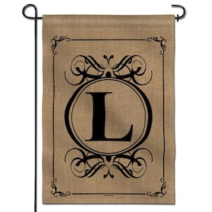 18 in. x 12.5 in. Classic Monogram Letter L Garden Flag, Double Sided Family Last Name Initial Yard Flags