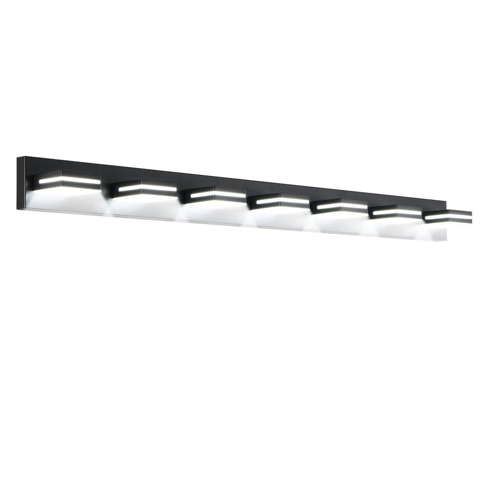 Modern 55 in. Black 7-Light Energy-saving Integrated LED Vanity Light for Bathroom, Living room, Passage price history on PriceWatchPro