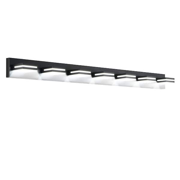Modern 55 in. Black 7-Light Energy-saving Integrated LED Vanity Light for Bathroom, Living room, Passage
