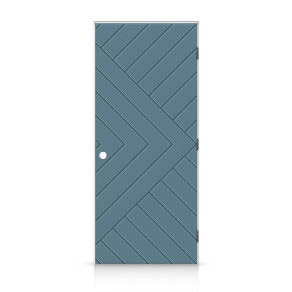 34 in. x 84 in. Chevron Arrow Left-Handed Hollow-Core Dignity Blue Painted Composite Single Prehung Interior Door price history on PriceWatchPro