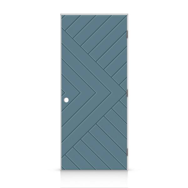 CALHOME 26 in. x 96 in. Chevron Arrow Left-Handed Hollow-Core Dignity Blue Painted Composite Single Prehung Interior Door
