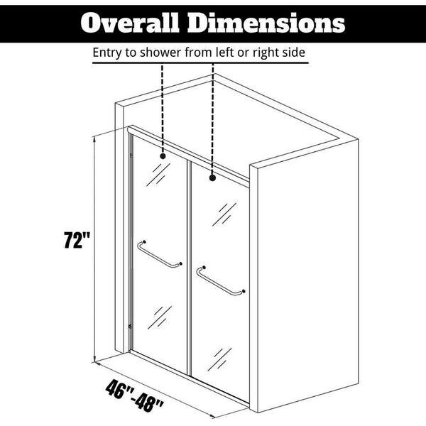 TOOLKISS 46 in. - 48 in. W x 72 in. H Sliding Framed Shower Door in Matte Black with Clear Glass TOOLKISS 46 in. - 48 in. W x 72 in. H Sliding Framed Shower Door in Matte Black with Clear Glass