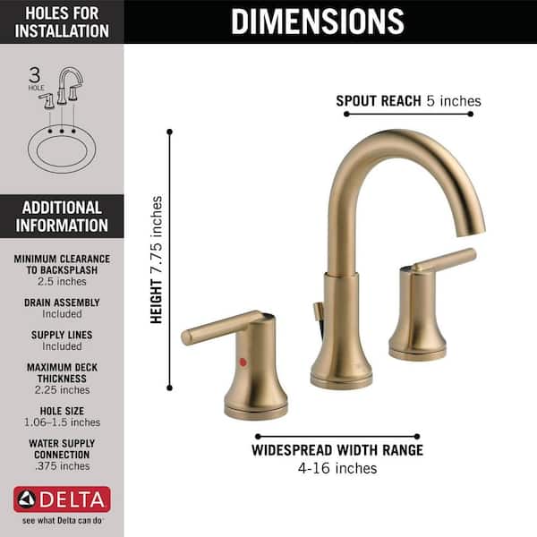 Delta Trinsic 8 In Widespread 2 Handle Bathroom Faucet With Metal Drain Assembly Champagne Bronze 3559 Czmpu Dst - How To Remove A 3 Hole Delta Bathroom Faucet