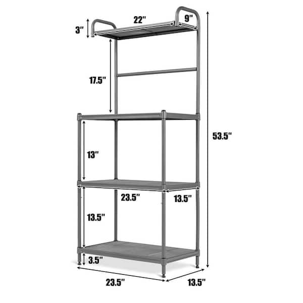 Bunpeony 4-Tier Foldable Metal Rack Storage Shelving Unit, Kitchen Shelf  with 3-Hooks ZMCT109 - The Home Depot