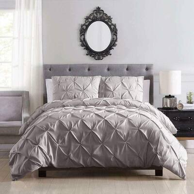 3-Pieces Gray Ultra Soft Hypoallergenic Microfiber polyester King Comforter Set