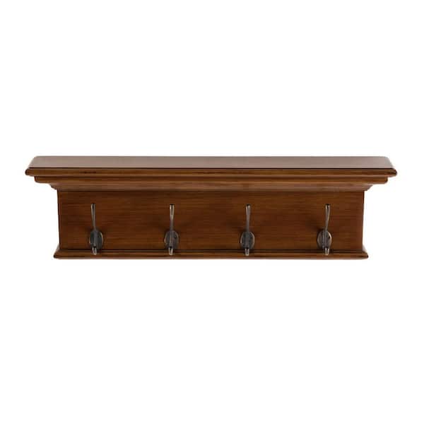 HomeRoots Charlie 27.56 in. Antiqued Brown Wall-Mounted with Shelf
