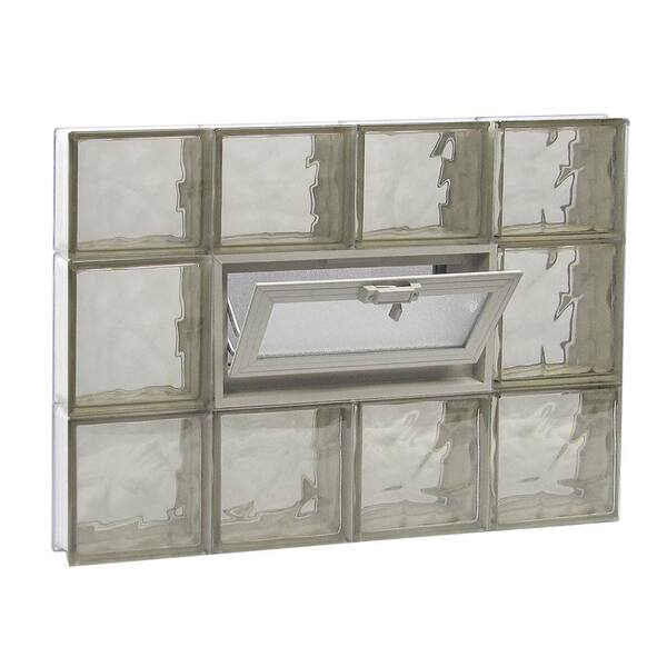 Clearly Secure 31 in. x 21.25 in. x 3.125 in. Frameless Wave Pattern Vented Bronze Glass Block Window