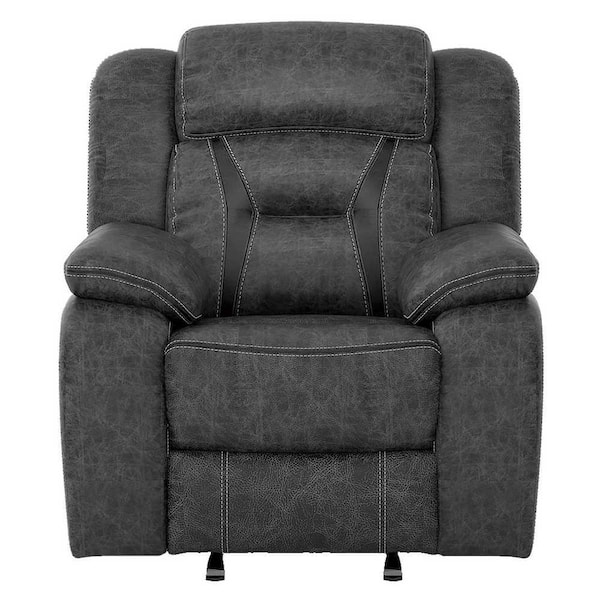 EVERGLADE HOME Driscoll 37.5 in. W Gray Flared Arm Microfiber Straight Glider Reclining Chair