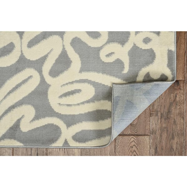 Kobe Sasha Light Grey and Bone 6 ft. 5 in. x 9 ft. 3 in. Area rug