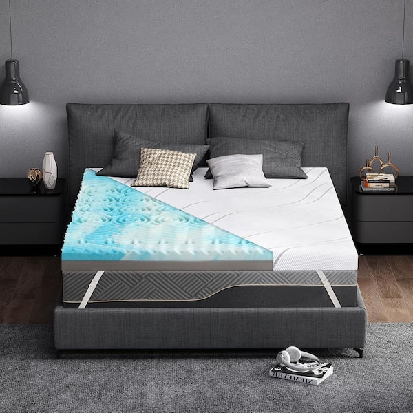 Wellos Firm 4 in. Full Egg Crate Gel Memory Foam Mattress Topper with Silk Cover