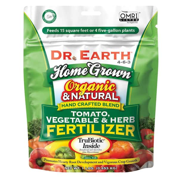 DR. EARTH 1 lb. 15 sq. ft. Organic Home Grown Tomato Vegetable and Herb Dry  Fertilizer 100527437 - The Home Depot