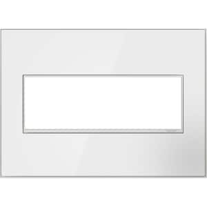 adorne 3 Gang Decorator/Rocker Wall Plate, Mirror White on White (1-Pack)