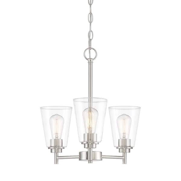 Designers Fountain Westin 3-Light Satin Platinum Industrial Sputnik Chandelier for Dining Areas with No Bulbs Included