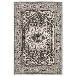 Imperial Gray/Ivory 4 ft. x 6 ft. Oriental Medallion Persian-Inspired Polyester Indoor Area Rug