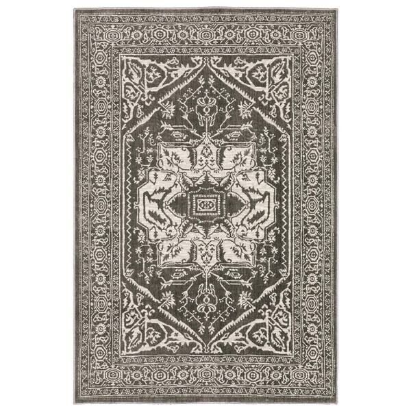 AVERLEY HOME Imperial Gray/Ivory 10 ft. x 13 ft. Oriental Medallion Persian-Inspired Polyester Indoor Area Rug