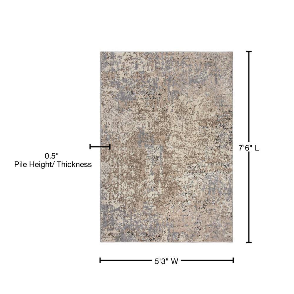 Venice Gray and Beige Abstract Synthetic Area Rug