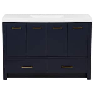 Hertford 49 in. W x 19 in. D x 34 in. H Single Sink Freestanding Bath Vanity in Deep Blue with White Cultured Marble Top
