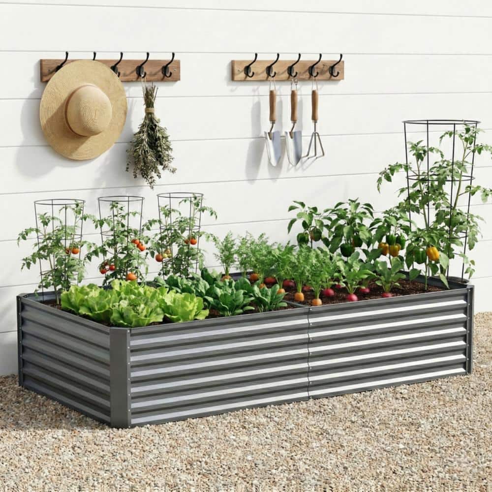 6 ft. x 3 ft. x 2 ft. Dark Gray Galvanized Steel Raised Garden Bed Outdoor Raised Garden Bed Planter Box for Vegetables price history on PriceWatchPro