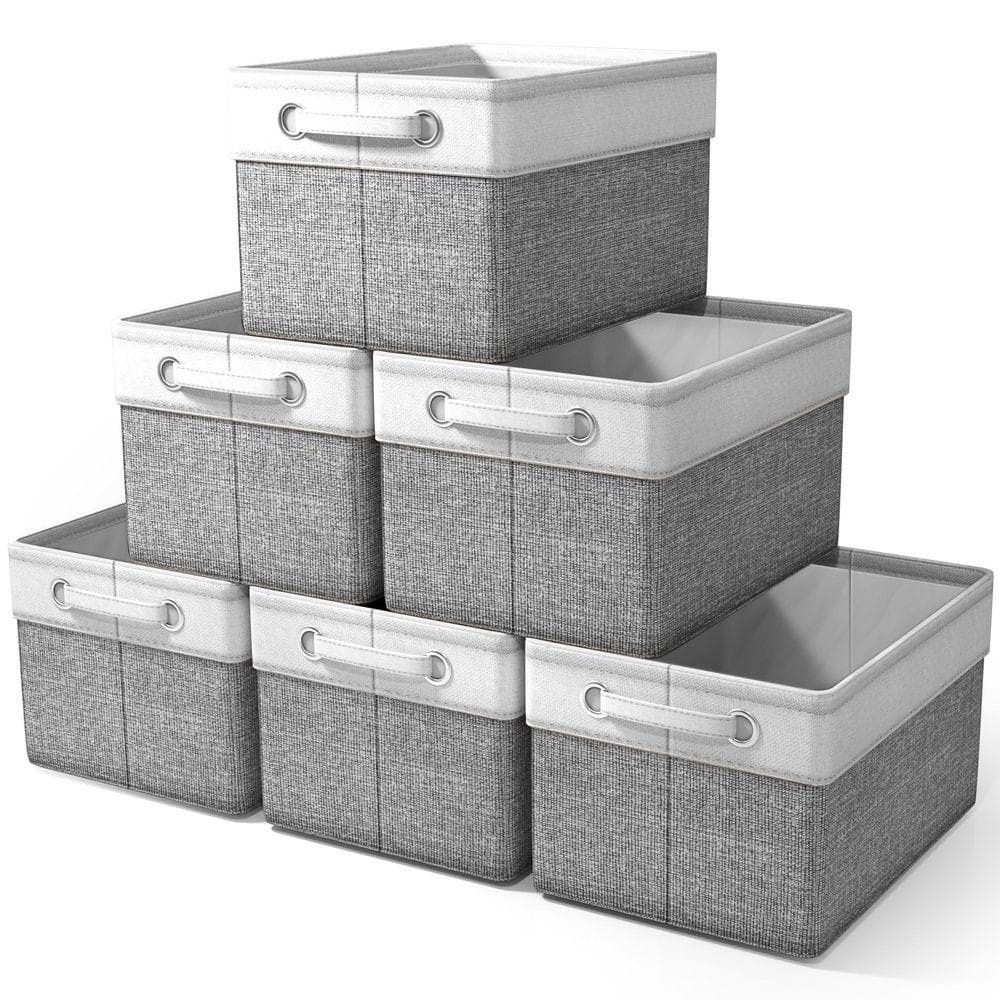 Sorbus Fabric Storage Bins, Collapsible Baskets with Handles, Gray