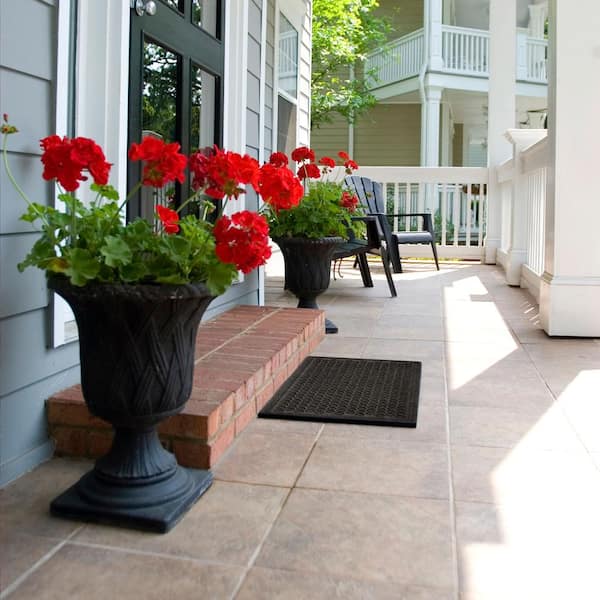 Dots Grey Charcoal 18 in. x 30 in. Recycled Rubber Indoor/Outdoor Impressions Door Mat
