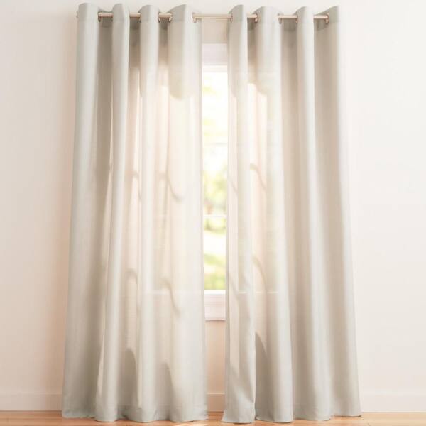 EXCLUSIVE HOME Loha Natural Solid Light Filtering Grommet Top Curtain, 54 in. W x 108 in. L (Set of 2)