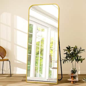 26 in. W x 71 in. H Rectangular Gold Aluminum Alloy Framed Full Length Mirror Standing Floor Mirror