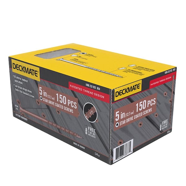 DECKMATE ¼ in. x 5 in. Red Star Drive Flat Head Wood Deck Screws