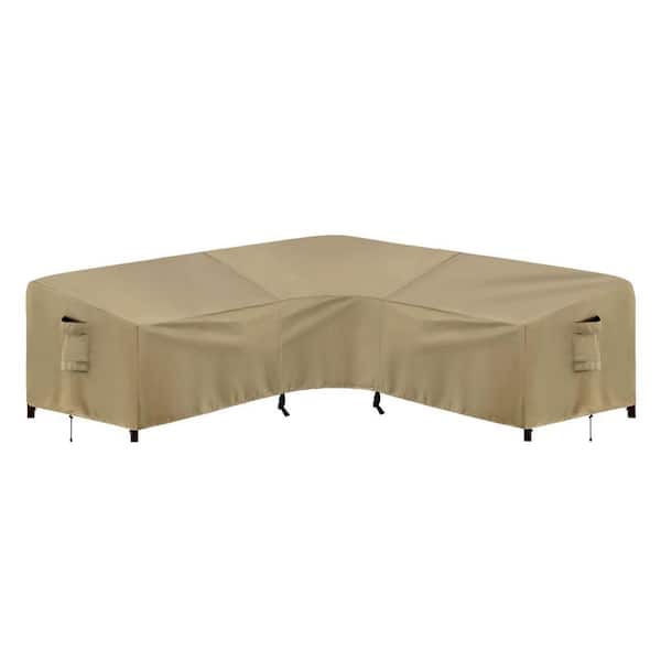 89 in. x 89 in. Camel Waterproof V Shaped Outdoor Sectional Sofa Cover for Patio, Deck, Lawn and Backyard