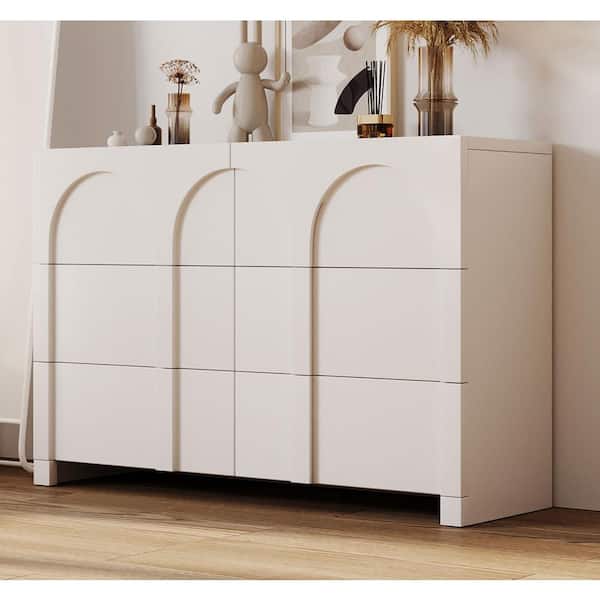 Dropship White Contemporary Roman Style, Solid Wood 6 Drawers Dresser  Cabinet, Vanity Desk, Makeup Table With Drawers, Living Room Buffet, Storage  Organizer Cabinet, Big Dresser. Paint Sprayed Finishing to Sell Online at