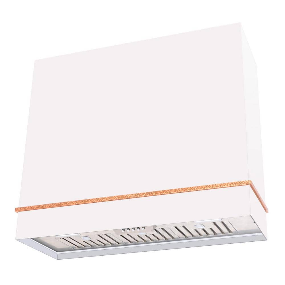 36" White and Copper Stainless Steel Wall Mounted Range Hood