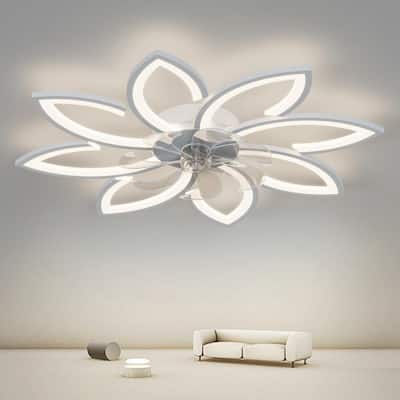 35 in. Smart Indoor White Ceiling Fan with Integrated LED with Remote Control