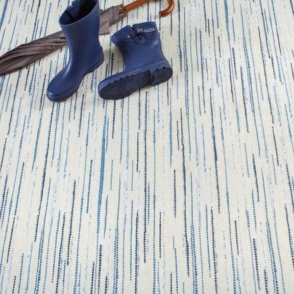 Elwood Machine Washable Blue 5 ft. x 8 ft. Indoor Area Rug