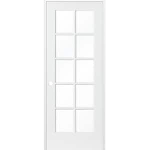 30 in. x 80 in. Shaker 10-Lite Primed Right-Hand Low-E Glass MDF Wood Clear Composite Single Prehung Interior Door