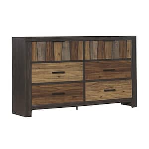 16.75 in. Brown 6-Drawer Wooden Dresser without Mirror