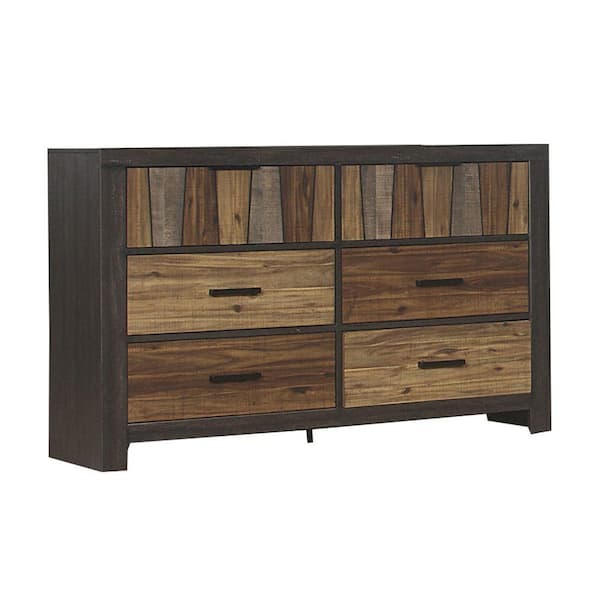 Benjara 16.75 in. Brown 6-Drawer Wooden Dresser without Mirror