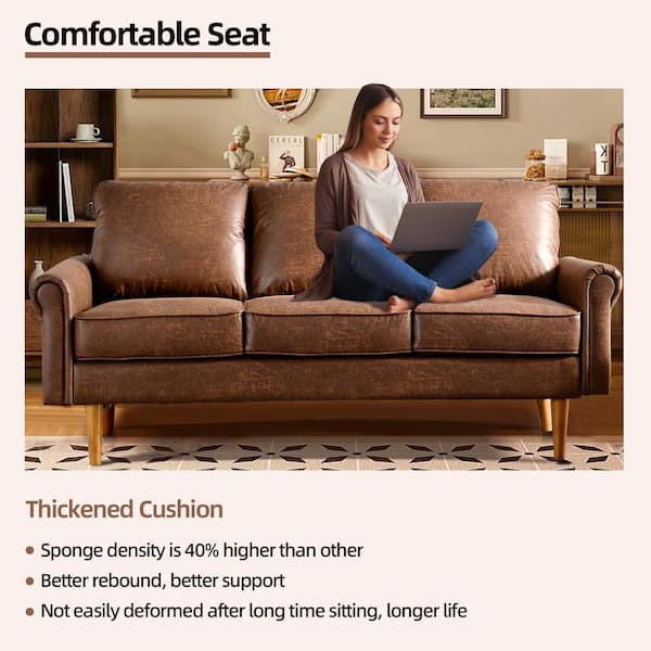 Allwex Magic 73 in. Rolled Arm Suede Faux Fabric Rectangle Modern