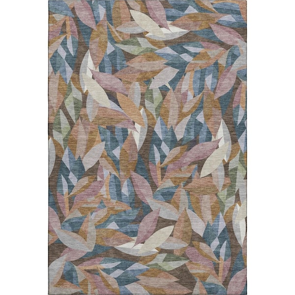 Mayfield Premium Machine Washable Abstract AMF2383 Copper 9 ft. x 12 ft. Area Rug