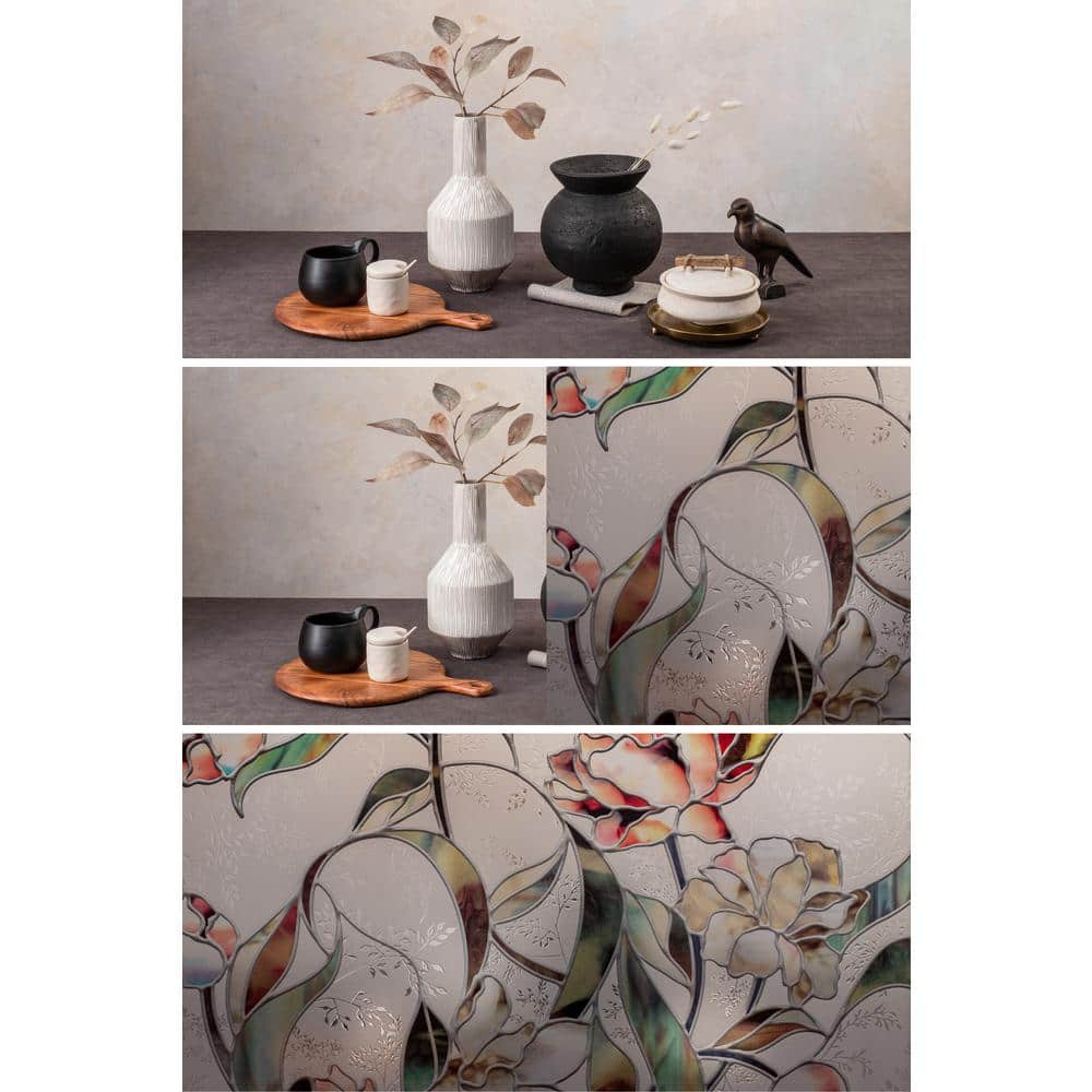 Begonia Floral Decorative Privacy Window Film, 24" x 36", Vinyl