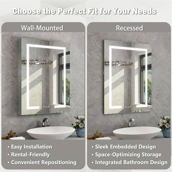 Hpeytaire 32 in. W x 24 in. H Rectangular Aluminum Recessed  