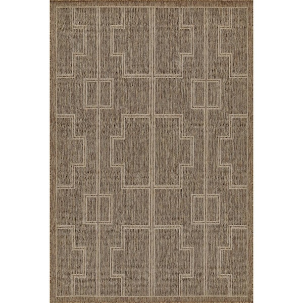 Hampton Natural 3 ft. x 5 ft. Geometric Easy Care Rectangle Area Rug