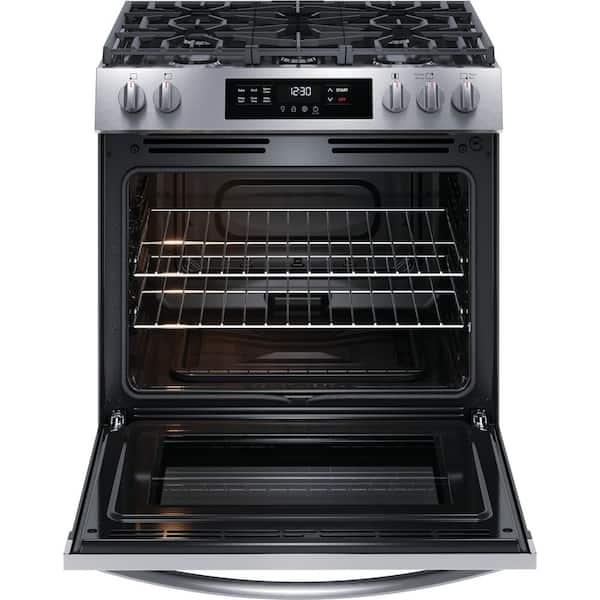 30 in. 5 Burner Front Control Gas Range with Steam Clean in Stainless Steel