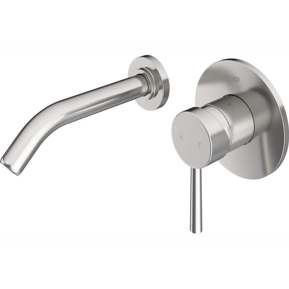 Modern Black and Nickel Wall Mounted Widespread Faucet