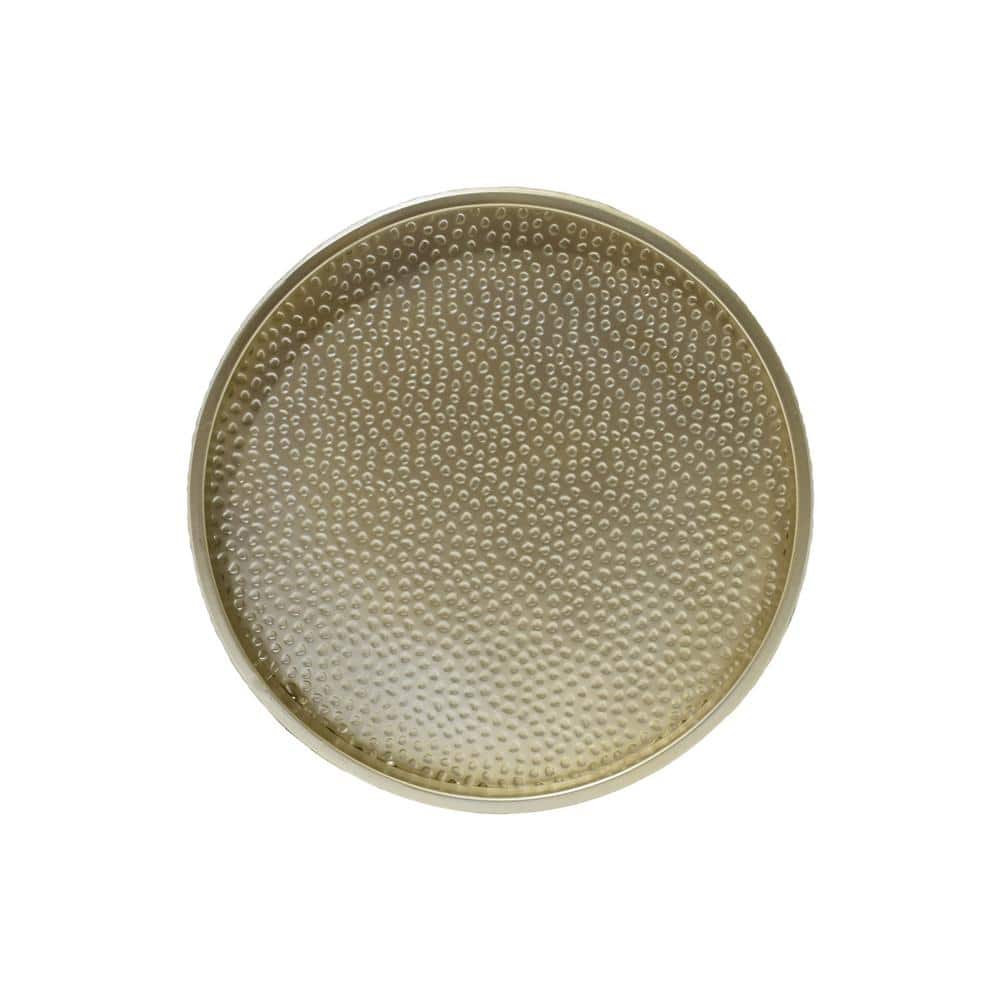 Gold Hammered Iron Round Accent Table, 16"