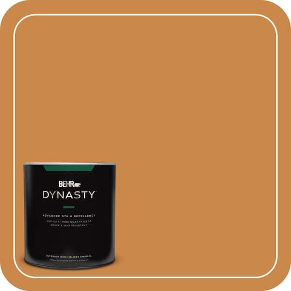 BEHR DYNASTY 1 qt. #M240-7 Golden Pumpkin Semi-Gloss Enamel Interior Stain-Blocking Paint and Primer
